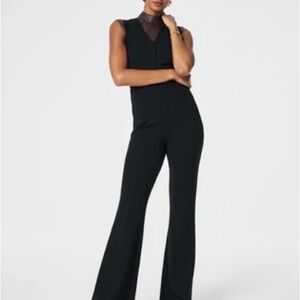 Spanx The Perfect Jumpsuit M-Tall Sleeveless V Neck Classic Black